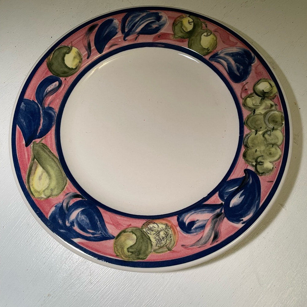 12" Vintage Chop Plate (Round Platter) by Syracuse. Fruit floral border.